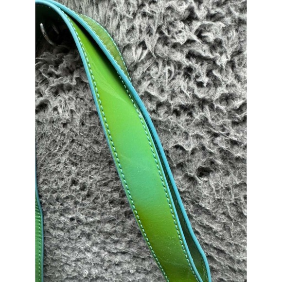 NWD Tory Burch Patent Leather Contrast T-Tote Bag Yellow Turquoise One Size - Picture 7 of 15